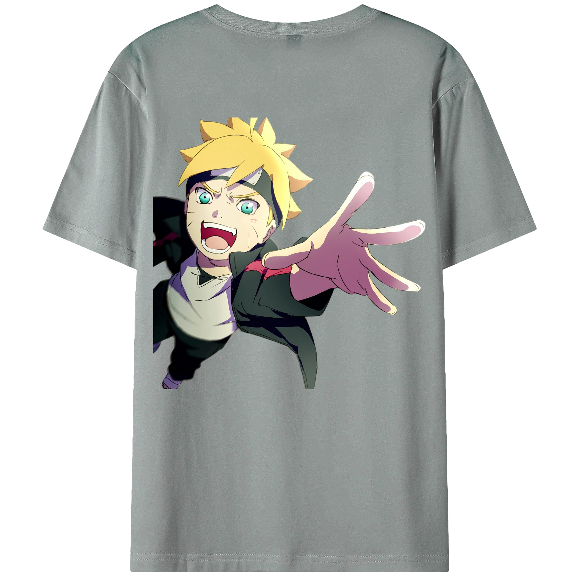 （画像用） NARUTO -ナルト- うずまき ボルト Uzumaki Boruto 綿100％ メンズ半袖Tシャツ（バックプリント） 通気性